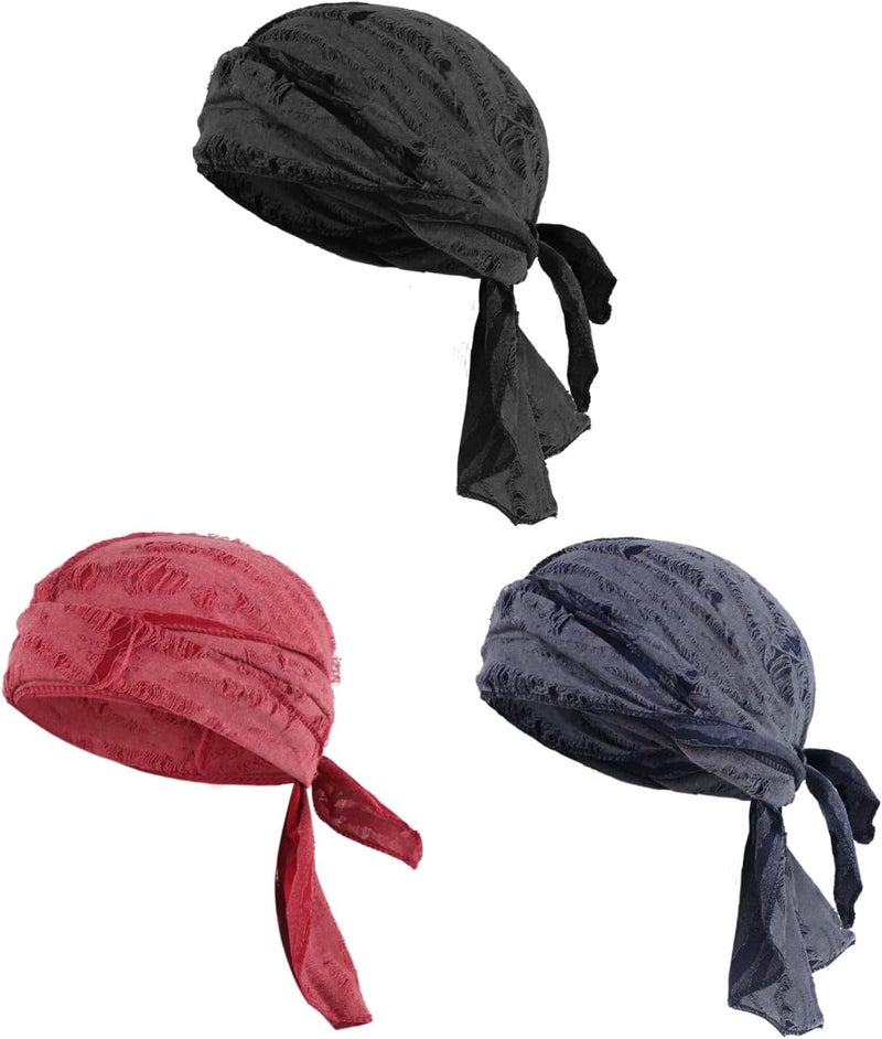 NICEYST Broken Hip Hop Do Rag Skull Cap Bandana Hat Du Rags Pirate Wave Durag Cooling Motorcycle Cycling Cap for Men Women - Image 1